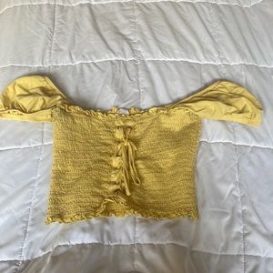 Brandy Melville Yellow Off the Shoulder Crop Top
